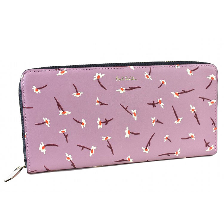ポールスミス 長財布 財布 ラウンドファスナ― レディース ブランド Paul Smith ミペインテッドデイジー ピンク パープル 専用箱付 女性 婦人 本革 さいふ サイフ お財布 革 50代 40代 30代 20代 使いやすい プレゼント ギフト 人気 ハイブランド PWD883