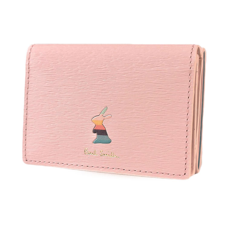 ポールスミス ミニ財布 三つ折り 財布 コンパクト レディース ブランド Paul Smith マーケトリーバニー フラップ 専用箱付 ピンク 女性 婦人 本革 BPW523 母の日