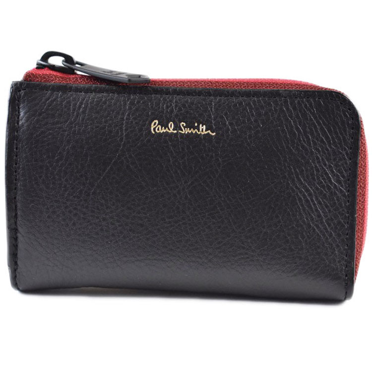 ポールスミス コインケース カードケース レディース ブランド Paul Smith ストライプジップ 専用箱付 L字ファスナー キーリング付 小銭入れ 黒 ブラック 女性 婦人 本革 BPW043