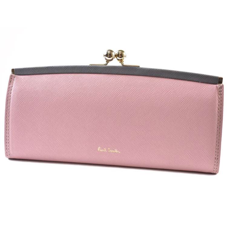 ポールスミス 長財布 財布 がま口 レディース ブランド Paul Smith クロスグレイン2 専用箱付 ピンク 女性 婦人 本革 20代 30代 40代 50代 PWD525