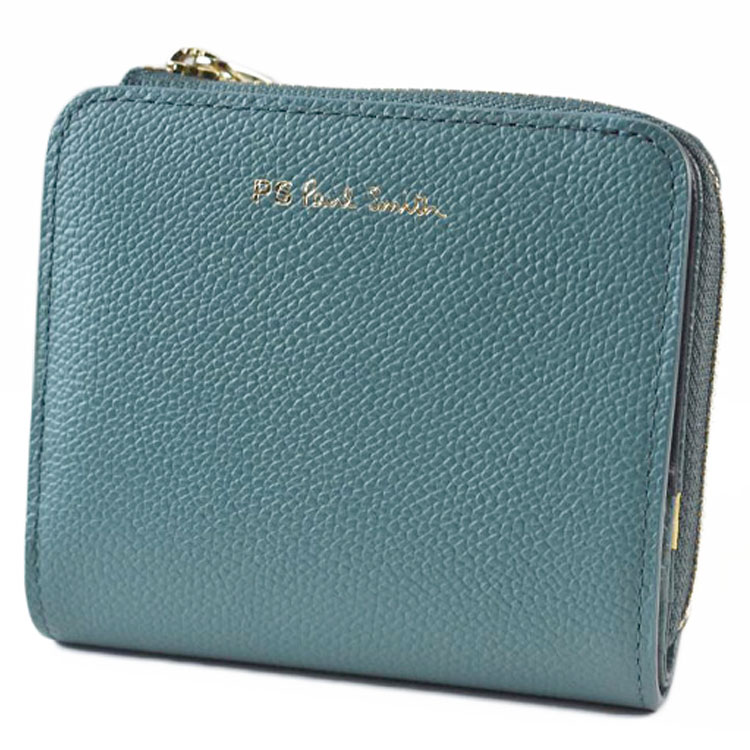 ピーエス ポールスミス 二つ折り 財布 レディース ブランド PS Paul Smith スワールトリム 箱無 フラップ L字ファスナー グリーン 女性 婦人 本革 20代 30代 40代 50代 ギフト プレゼント BWP004