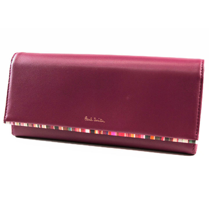 ポールスミス 長財布 財布 レディース ブランド Paul Smith フラップ クロスオーバーストライプトリム 専用箱付 ローズ 20代 30代 40代 50代 女性 婦人 本革 ビジネス おしゃれ 新品 PWD546 訳あり|プチショコラ