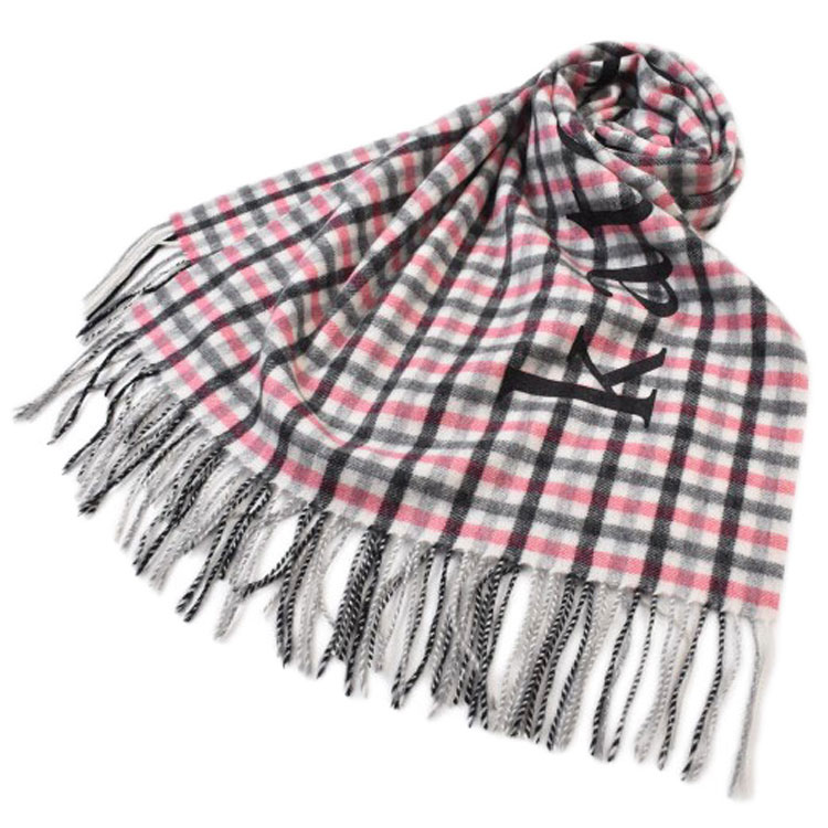ケイト スペード ニューヨーク 大判 マフラー レディース ブランド kate spade NEW YORK カシミヤ 100% チェック ロゴ 白 ホワイト ピンク 黒 ブラック 女性 婦人 ケート カシミア