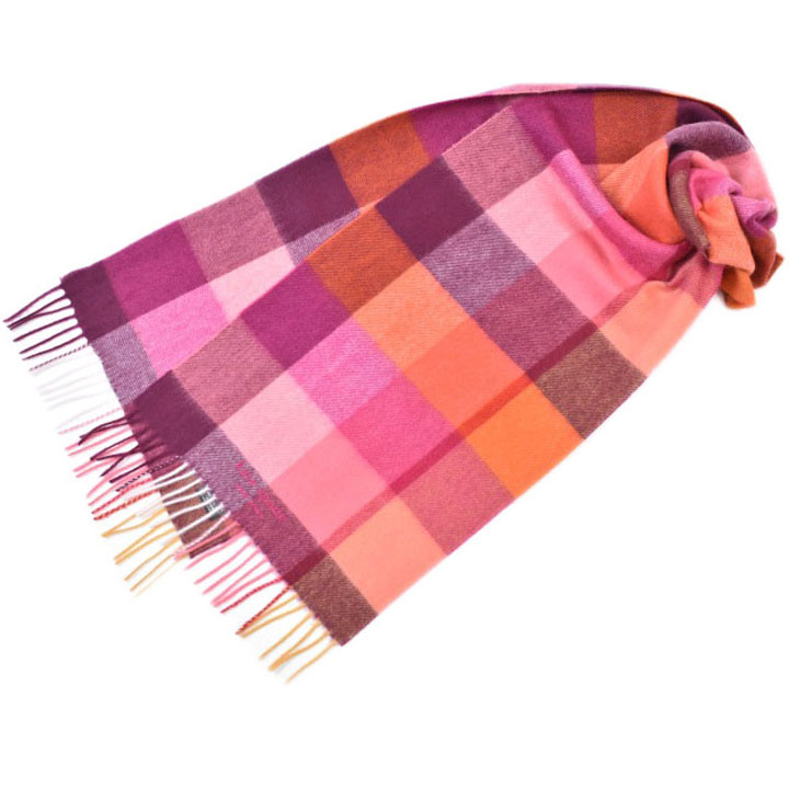ケイト スペード ニューヨーク マフラー レディース ブランド kate spade NEW YORK カシミヤ 100% チェックデザイン マフラー ピンク × オレンジ 女性 婦人 ケート|プチショコラ