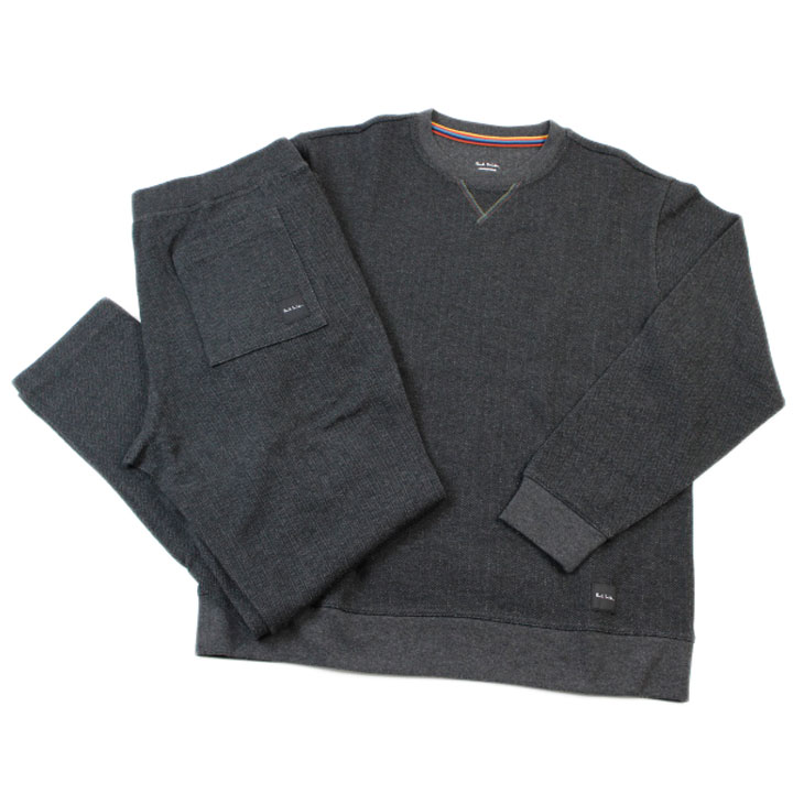 極点スミス 御部屋御召しもの 御部屋着 パジャマ 汗水 メンズ ブランド名 Paul Smith LOUNGEWEAR 薄っぺら 上下 書き割り 杉綾模様 ジャカード 黒 長袖 労働者の一団のど首 ティーシャツ ロングズボン下 M L LL 春 秋 セットアップ 20代 30代 40代 50代 今めかしい 差し上げ物 差し上げ物