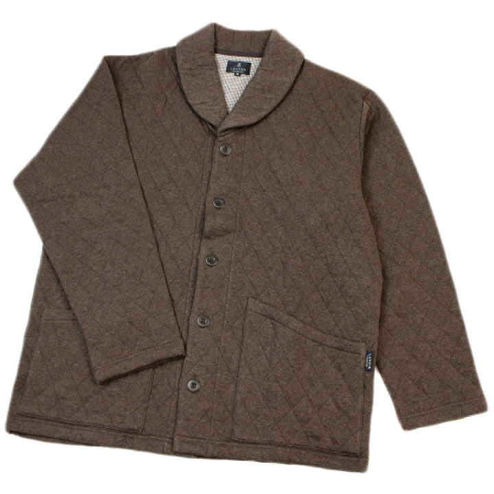 ランバン コレクション カーディガン ローブ ルームウェア メンズ ブランド LANVIN COLLECTION 中綿 ニットキルト M L 茶 ブラウン 部屋着 ホームウェア 秋冬 30代 40代 50代 60代 男性 紳士 プレゼント ギフト おしゃれ 父の日 実用的