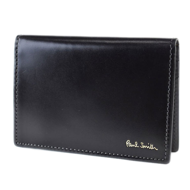 ポールスミス パスケース カードケース 定期入れ 二つ折り メンズ 高校生 大学生 本革 ブランド Paul Smith コードバン フラップ 専用箱付 黒 ブラック グレー おしゃれ 20代 30代 40代 50代 男性 紳士 PSC773