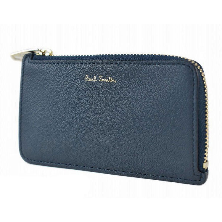 ポールスミス キーケース 小銭入れ コインケース カードケース メンズ ブランド Paul Smith カラースロット L字 ファスナー 専用箱付 ネイビー ブルー 男性 紳士 本革 BPS051 父の日｜プチショコラ