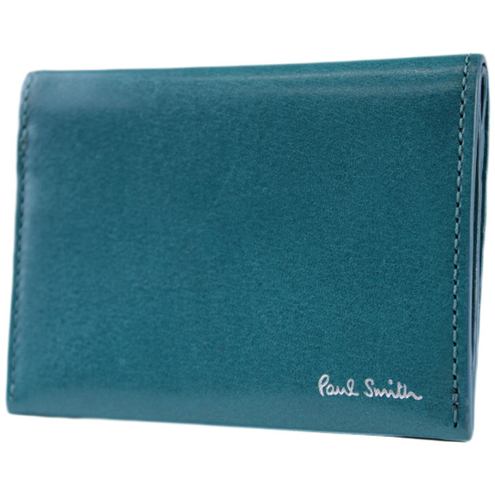 ポールスミス カードケース メンズ ブランド Paul Smith フォールデッドエッジ 二つ折り 箱無 ターコイズ ブルー 20代 30代 40代 50代 かっこいい おしゃれ 男性 紳士 本革 BPS682 訳あり
