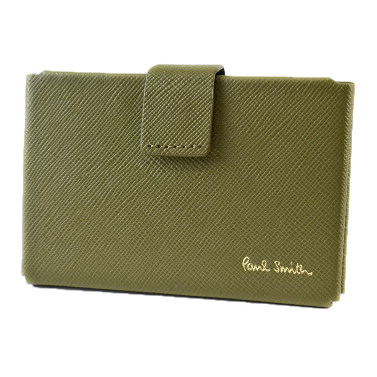 ポールスミス 名刺入れ カードケース メンズ ブランド Paul Smith オリガミ 箱無 カーキ グリーン 男性 紳士 本革 革 レザー 50代 40代 30代 20代 カード入れ 名刺ケース ハイブランド おしゃれ かっこいい 人気 BPS021