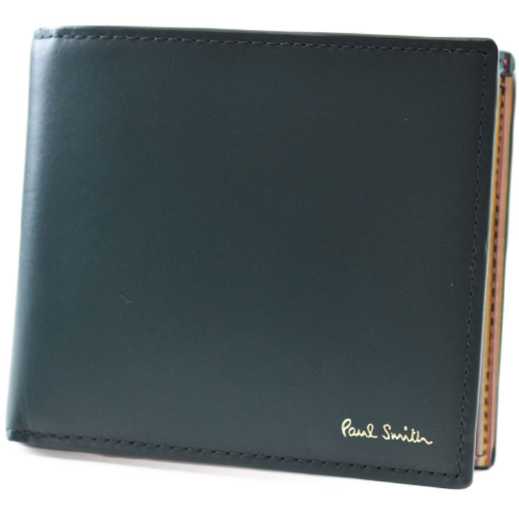 ポールスミス 二つ折り 財布 メンズ ブランド Paul Smith インテリア シグネチャーストライプ 二つ折り財布 専用箱付 グリーン おしゃれ 20代 30代 40代 50代 ギフト プレゼント 男性 紳士 本革 BPS712