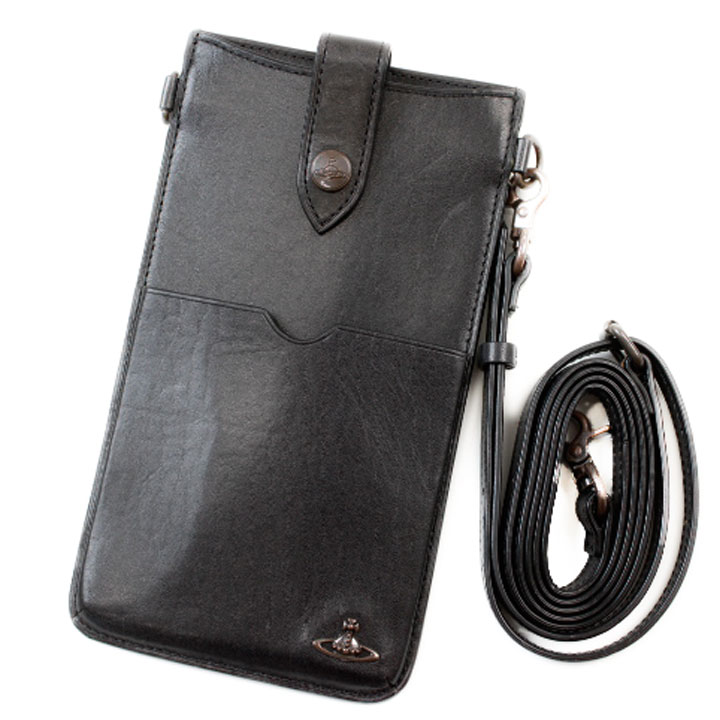 訳あり ヴィヴィアン ウエストウッド スマホホルダー フォンフォルダー マルチケース メンズ ブランド Vivienne Westwood コッパー ショルダーポーチ 箱無 黒 ブラック 20代 30代 40代 50代 男性 紳士 BPS516