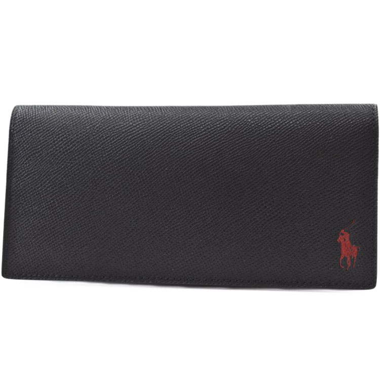 ポロ ラルフローレン 長財布 財布 メンズ ブランド POLO Ralph Lauren フラップ コントラストレザー カラーポニー 箱無 黒 ブラック レッド 20代 30代 40代 50代 60代 おしゃれ 男性 紳士 本革 P-CP517