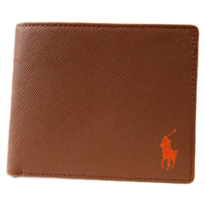 ポロ ラルフローレン 二つ折り 財布 メンズ ブランド POLO Ralph Lauren サフィアーノレザー 専用箱付 茶 ライト ブラウン オレンジ ポニー ロゴ 20代 30代 40代 50代 60代 プレゼント ギフト おしゃれ 男性 紳士 本革 日本製 P-PS211