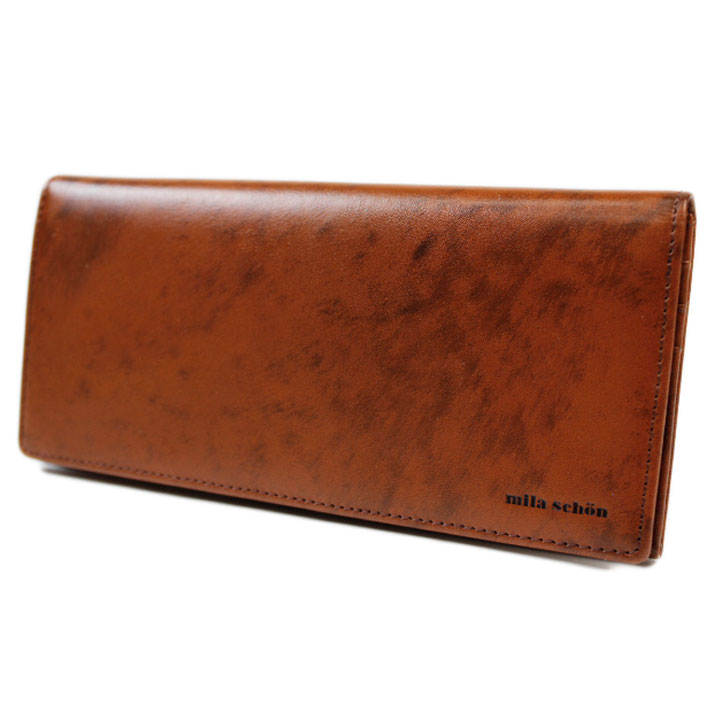 ミラ ショーン 長財布 財布 メンズ ブランド Mila Schon シャドウ スムース SHADOW SMOOTH フラップ 箱無 ブラウン 茶 20代 30代 40代 50代 60代 男性 紳士 本革 小銭入れあり おしゃれ 新品 MSMW2AT1