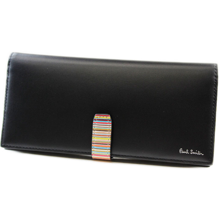 極点スミス 長紙入れ 紙入れ メンズ ブランド名 Paul Smith シグネチャーストライプタブ 下げ翼 スナップボタン 専用箱付 黒 黒いこと 成人男性 成人男性 本革 革 なめし革 20代 30代 40代 50代 差し上げ物 差し上げ物 今めかしい 新品