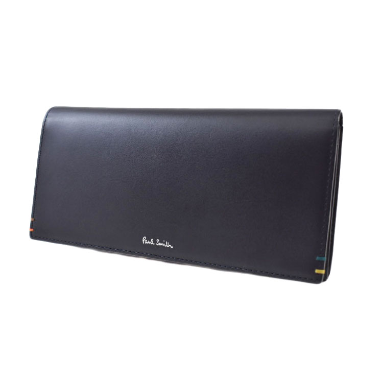 極点スミス 長紙入れ 紙入れ メンズ ブランド名 Paul Smith 見どころ編み目 下げ翼 専用箱付 紺 米国海軍 成人男性 成人男性 本革 BPS855