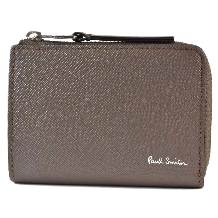 ポールスミス コインケース パスケース L字ファスナー メンズ ブランド Paul Smith ブライトストライププラー キーフック付 定期入れ 専用箱付 茶 ライトブラウン おしゃれ 20代 30代 40代 50代 ギフト プレゼント 男性 紳士 本革 BPS911