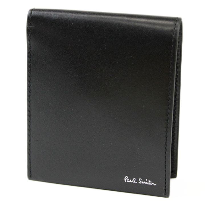 極点スミス 二つ折り がま口 メンズ ブランド名 Paul Smith フォールデッドエッジ 下げ翼 専用箱付 黒 黒いこと 訳あり 格好のいい 20代 30代 40代 50代  成人男性 成人男性 本革 BPS683 財布・ケース-メンズ財布