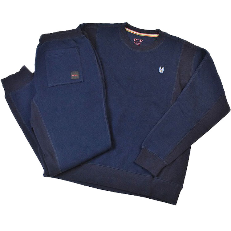 極点スミス POP お座敷御召しもの メンズ ブランド名 Paul Smith 待ち合い室御召しもの LOUNGEWEAR 上下 書き割り セットアップ POP BUNNY 汗水 パジャマ 長袖 労働者の一団のど首 ロングズボン下 裏ボア 裏起毛 M L LL 紺 米国海軍 秋 冬 成人男性 成人男性