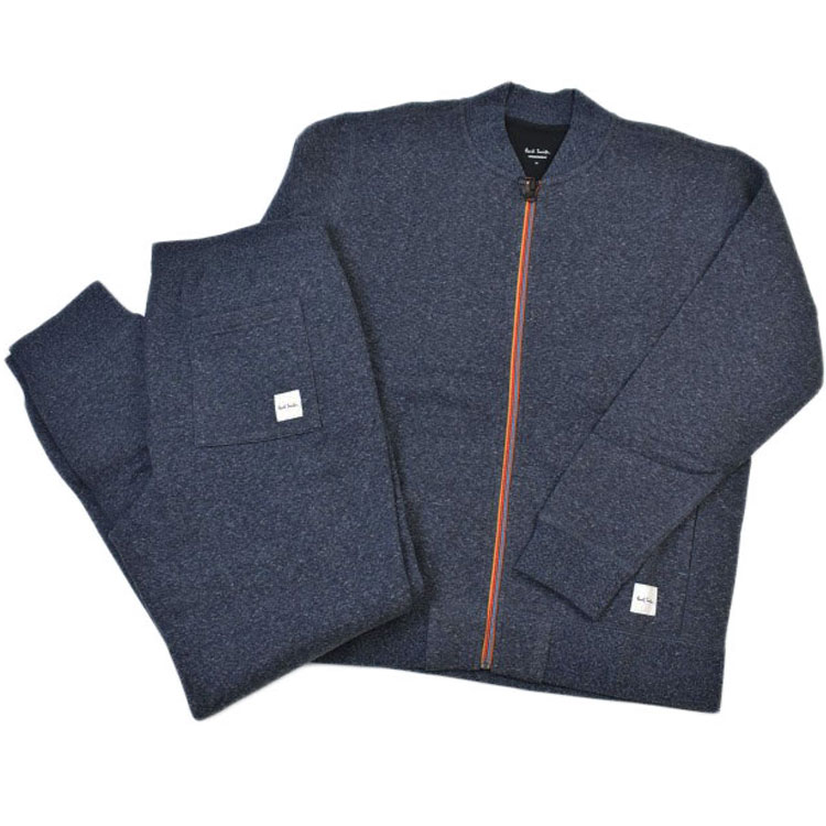 極点スミス お座敷御召しもの メンズ ブランド名 Paul Smith 待ち合い室御召しもの LOUNGEWEAR 上下 書き割り セットアップ 絵書き 縞模様 ジップ 汗水 パジャマ 長袖 ジップアップ ロングズボン下 裏起毛 M L LL 紺 暗然たる 米国海軍 秋 冬 成人男性 成人男性