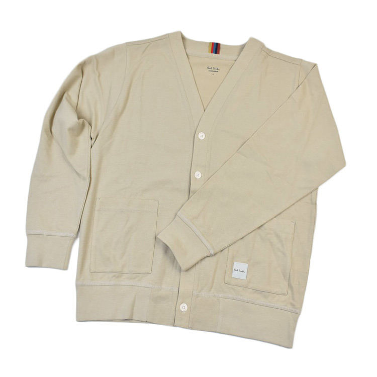 ポールスミス ルームウェア メンズ ブランド Paul Smith ラウンジウエア LOUNGEWEAR 薄手 鹿の子 Vネック カーディガン 無地 長袖 トップス S M L LL ベージュ 男性 紳士 20代 30代 40代 50代 プレゼント ギフト おしゃれ 新品