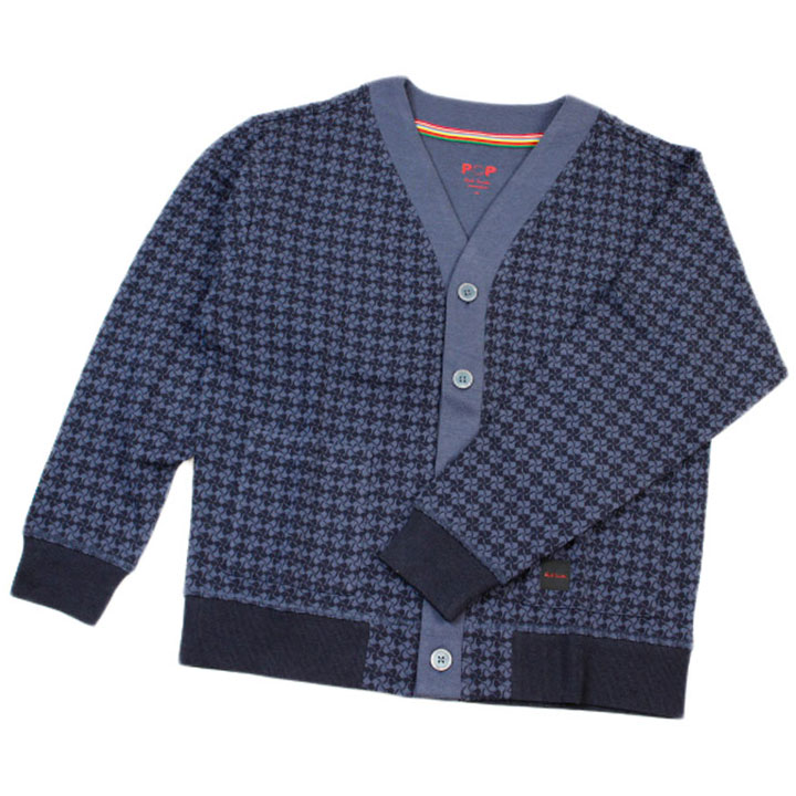 ポールスミス POP ルームウェア メンズ ブランド Paul Smith POP ラウンジウエア LOUNGEWEAR 綿混 コットンブレンド カーディガン 花 フラワー クローバー デザイン 長袖 トップス M L LL 紺 ネイビー 秋冬 20代 30代 40代 50代 60代 ギフト プレゼント 男性 紳士