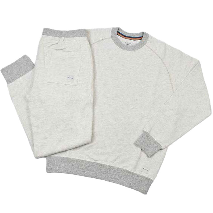 ポールスミス ルームウェア メンズ ブランド Paul Smith ホームウエア HOMEWEAR 上下 セット スウェット パジャマ マルチカラー ステッチ ストライプ 長袖 ロングパンツ M L LL 白 オフホワイト 男性 紳士 父の日｜プチショコラ