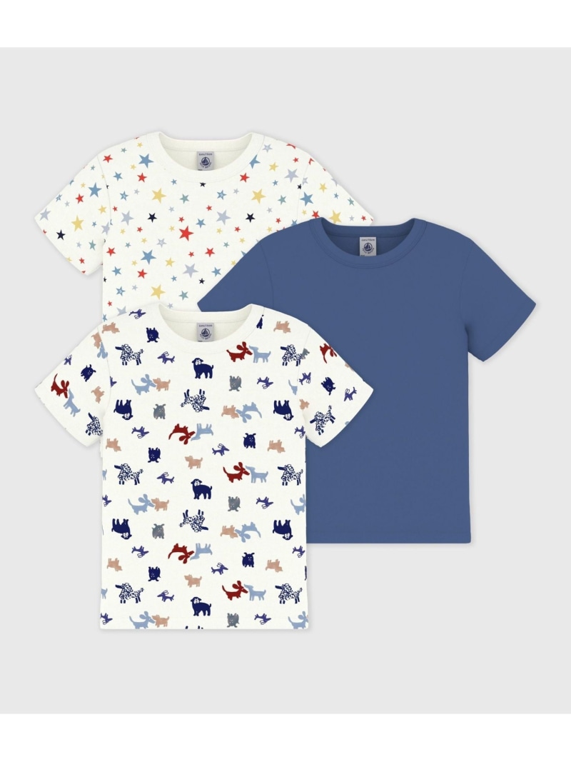 プリント半袖Tシャツ3枚組 PETIT BATEAU プチバトー インナー・ルームウェア その他のインナー・ルームウェア【送料無料】[ Fashion]