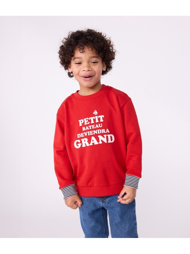 【SALE／10%OFF】スウェットプルオーバー PETIT BATEAU プチバトー トップス スウェット・トレーナー ブルー レッド【RBA_E】【送料無料】[ Fashion]