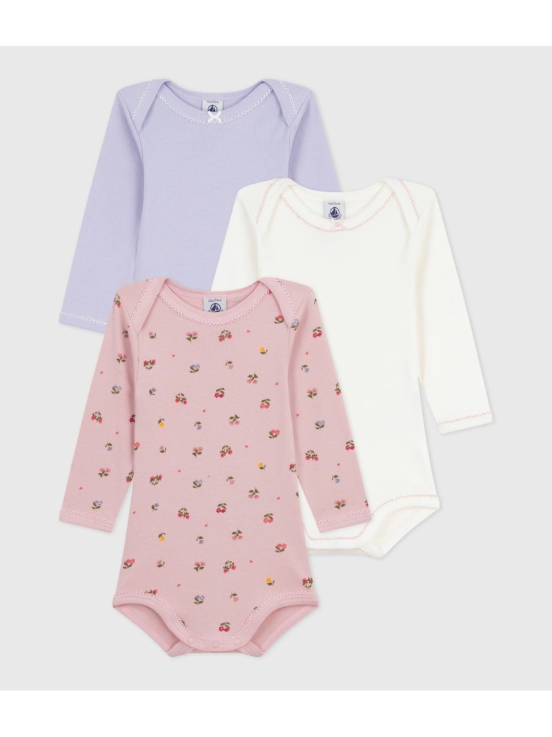 新品未使用タグ付き　プチバトー24M ピンク　ロンパース（ハート刺繍） PETIT BATEAU ベビー服 ロンパース ハートプリント足なし