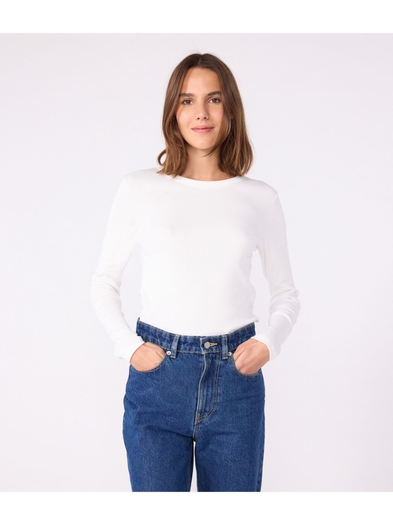 クルーネック長袖Tシャツ PETIT BATEAU プチバトー トップス カットソー・Tシャツ ネイビー ホワイト ブラック【送料無料】[ Fashion]