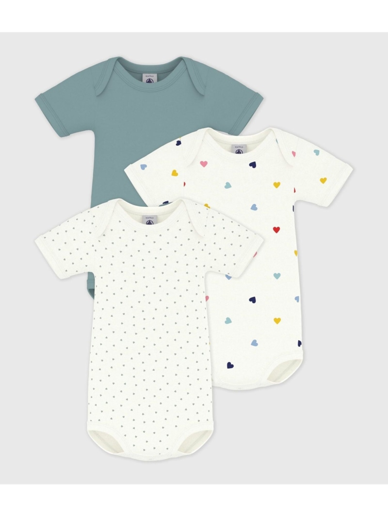 半袖ボディ3枚組 PETIT BATEAU プチバトー マタニティウェア・ベビー用品 ロンパース・カバーオール【送料無料】[ Fashion]