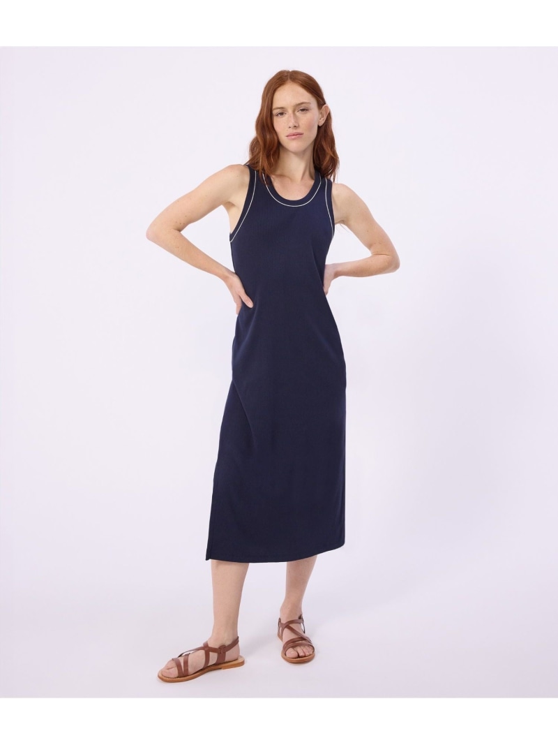 【SALE／10%OFF】2&times;2リブ編み ノースリーブワンピース PETIT BATEAU プチバトー ワンピース・ドレス ワンピース ネイビー【RBA_E】【送料無料】[ Fashion]｜PETIT BATEAU