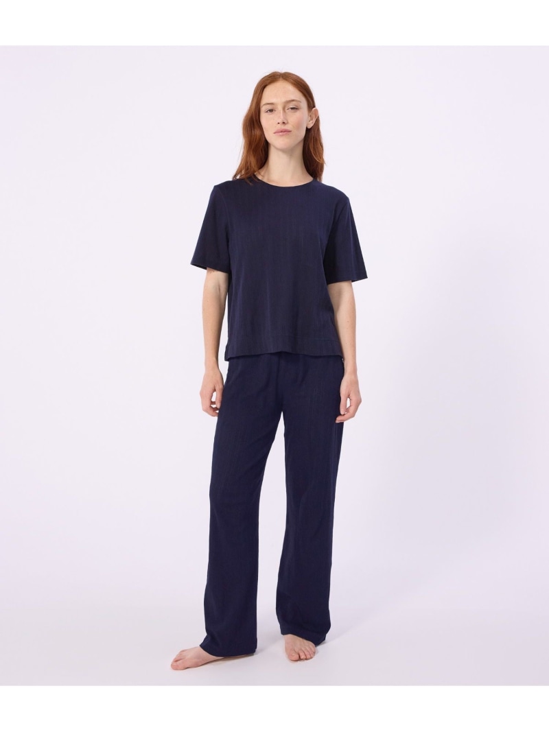 針抜き半袖長ズボンパジャマ PETIT BATEAU プチバトー 肌付き・お部屋お召しもの パジャマ 米国海軍【貨物輸送無料】[ Fashion]