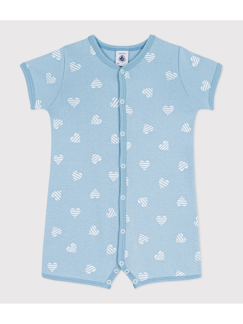 ハートプリントショートロンパース PETIT BATEAU プチバトー マタニティウェア・ベビー用品 ロンパース・カバーオール ホワイト【送料無料】[ Fashion]