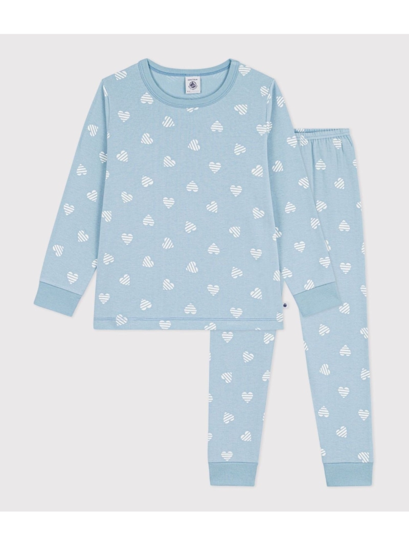 ハート形刷り上げる長袖パジャマ PETIT BATEAU プチバトー はだ着・御部屋御召しもの パジャマ 白いこと【貨物輸送無料】[ Fashion]