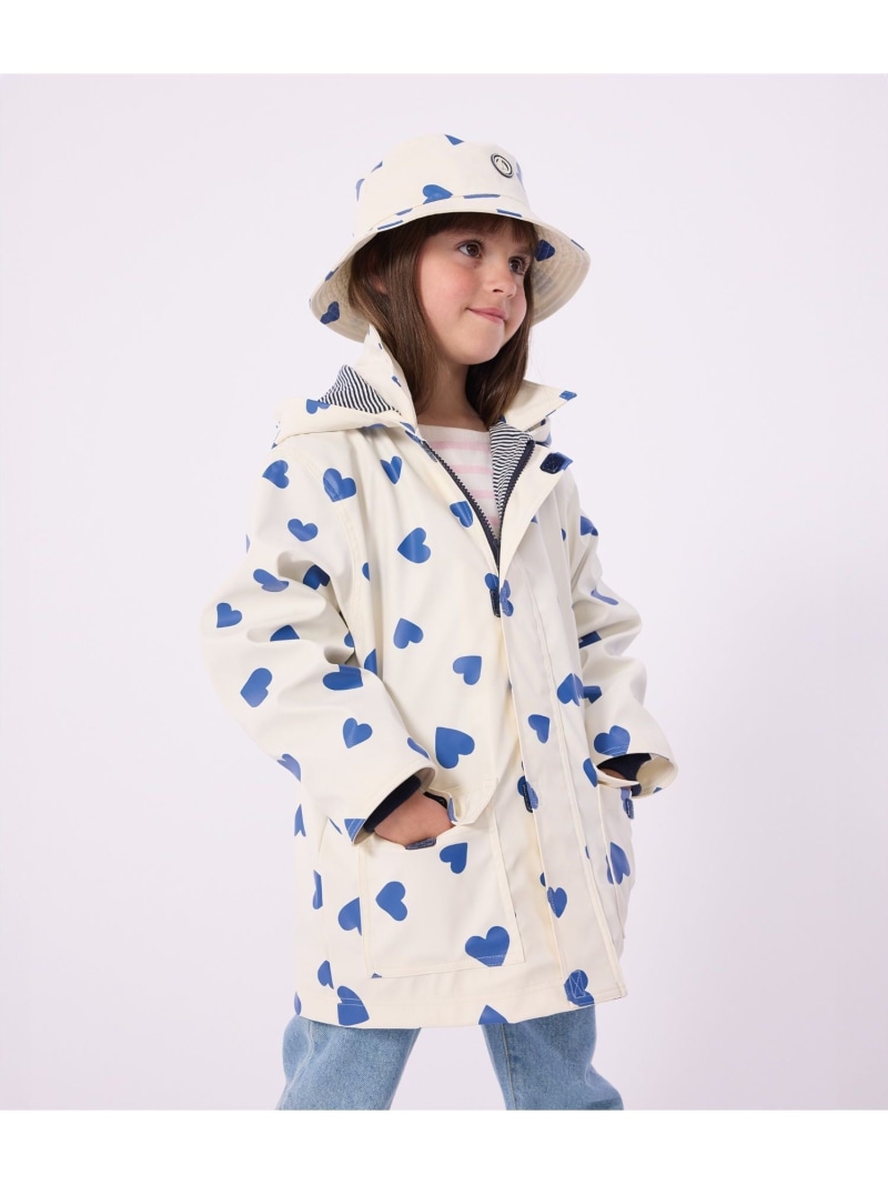 【SALE／10%OFF】ハートプリントヨットパーカ PETIT BATEAU プチバトー ジャケット・アウター マウンテンパーカー ホワイト【RBA_E】【送料無料】[ Fashion]｜PETIT BATEAU