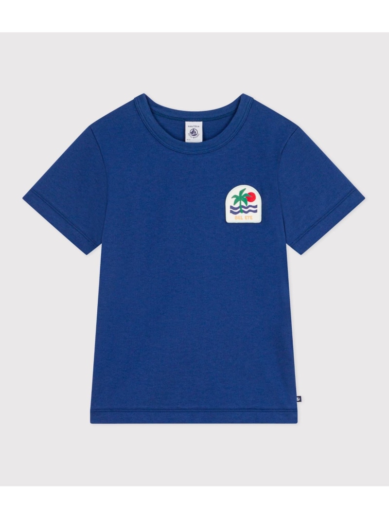 ワッペン付き半袖Tシャツ PETIT BATEAU プチバトー トップス カットソー・Tシャツ ブルー【送料無料】[ Fashion]