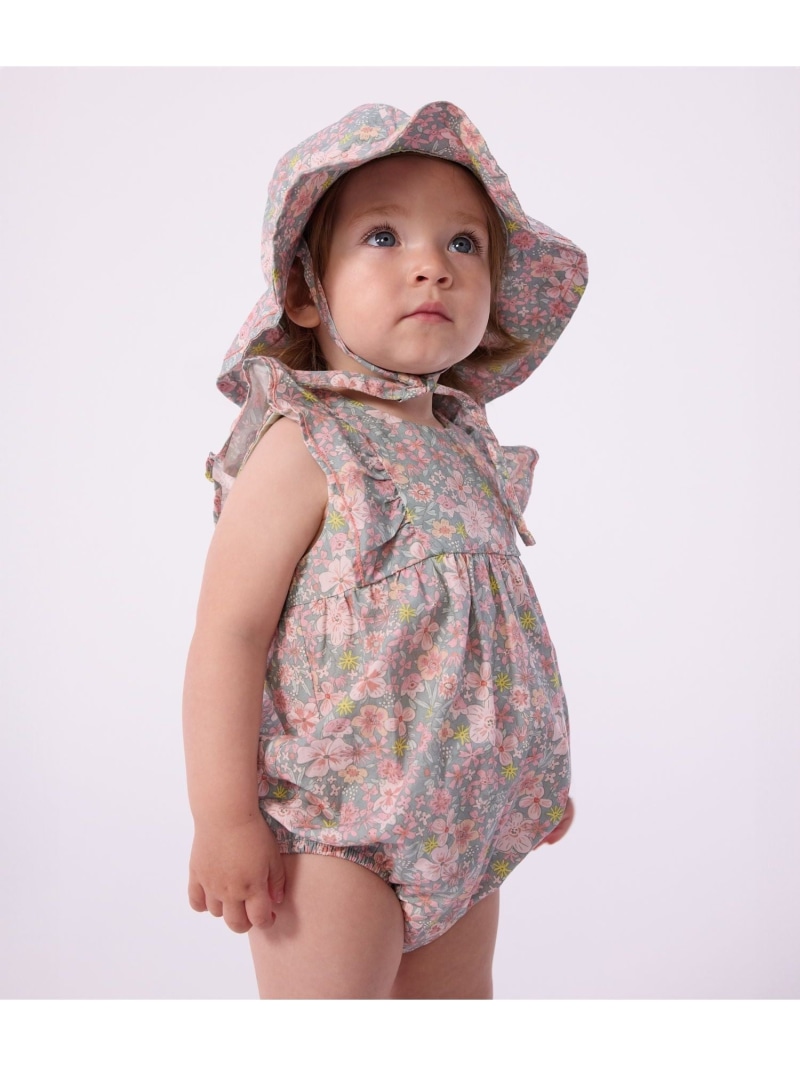 フラワープリントショートロンパース PETIT BATEAU プチバトー マタニティウェア・ベビー機材 ロンパース・押しかぶせる櫂【貨物輸送無料】[ Fashion] キッズ・ベビー・マタニティ-ベビーファッション