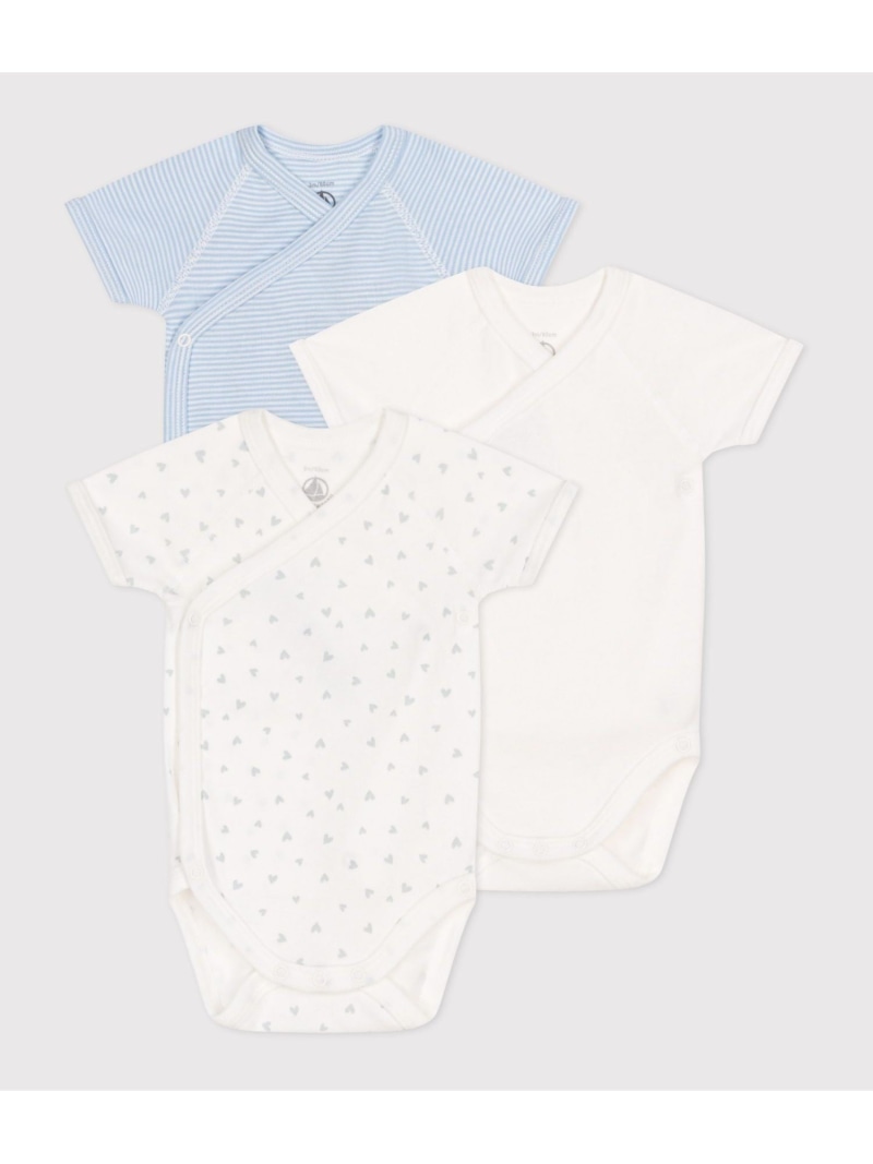 ☆新品☆ プチバトー 8ans 半袖 3枚組 ミラレ ネコ ブルー 肌着 半袖ボディ3枚組 | ベビー服・子供服通販のPETTIT BATEAU【公式】
