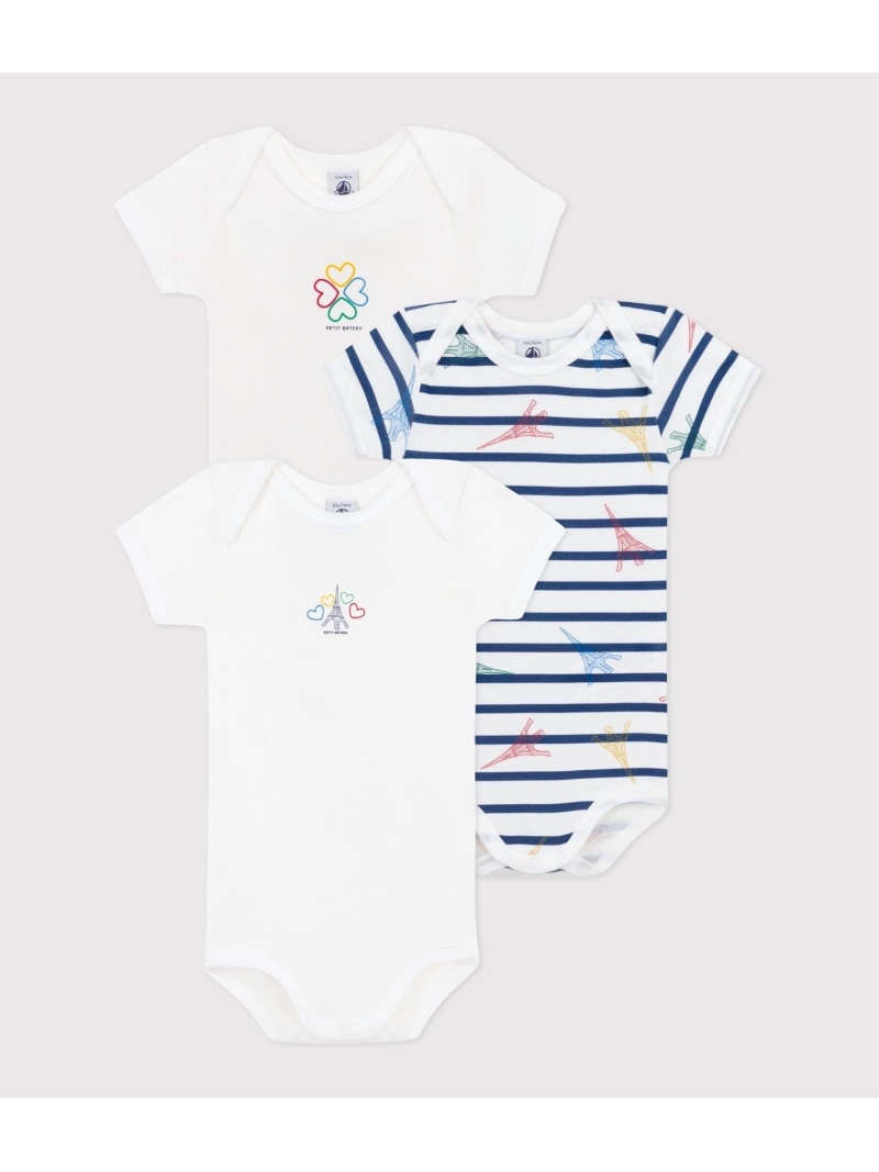 楽天市場】ハートプリント半袖あわせボディ3枚組 PETIT BATEAU
