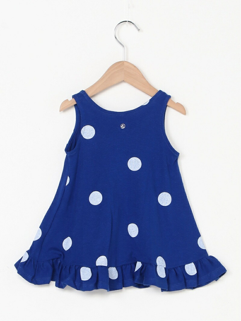 K コットンリネンドットプリントノースリーブワンピース Petit Bateau プチバトー ワンピース キッズワンピース ブルー 送料無料 Rakuten Fashion Schwimmbad Delphine De