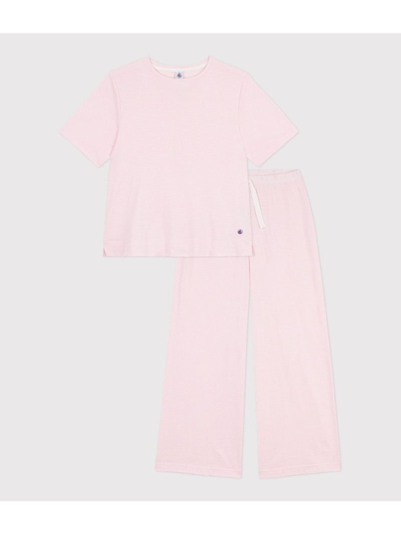 【SALE／10%OFF】ミラレ半袖長ズボンパジャマ PETIT BATEAU プチバトー インナー・ルームウェア パジャマ ホワイト【RBA_E】【送料無料】[ Fashion]｜PETIT BATEAU