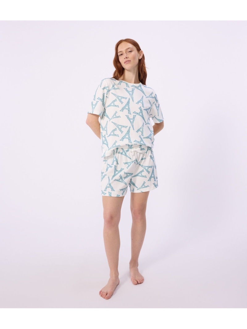 【SALE／20%OFF】エッフェル塔プリント半袖パジャマ PETIT BATEAU プチバトー インナー・ルームウェア パジャマ【RBA_E】【送料無料】[ Fashion]｜PETIT BATEAU 8,351円