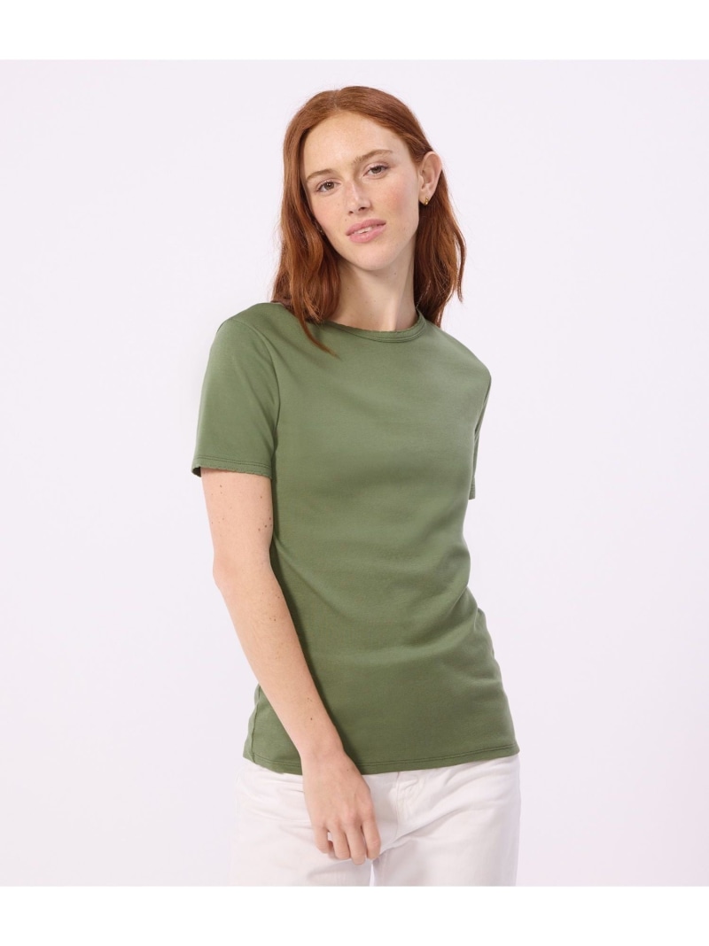 ポワンココット半袖Tシャツ PETIT BATEAU プチバトー トップス カットソー・Tシャツ ピンク カーキグリーン【送料無料】[ Fashion]