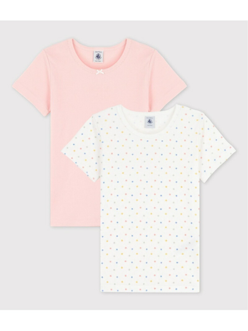 K プリント半袖tシャツ2枚組 星 プチバトー Petit Bateau