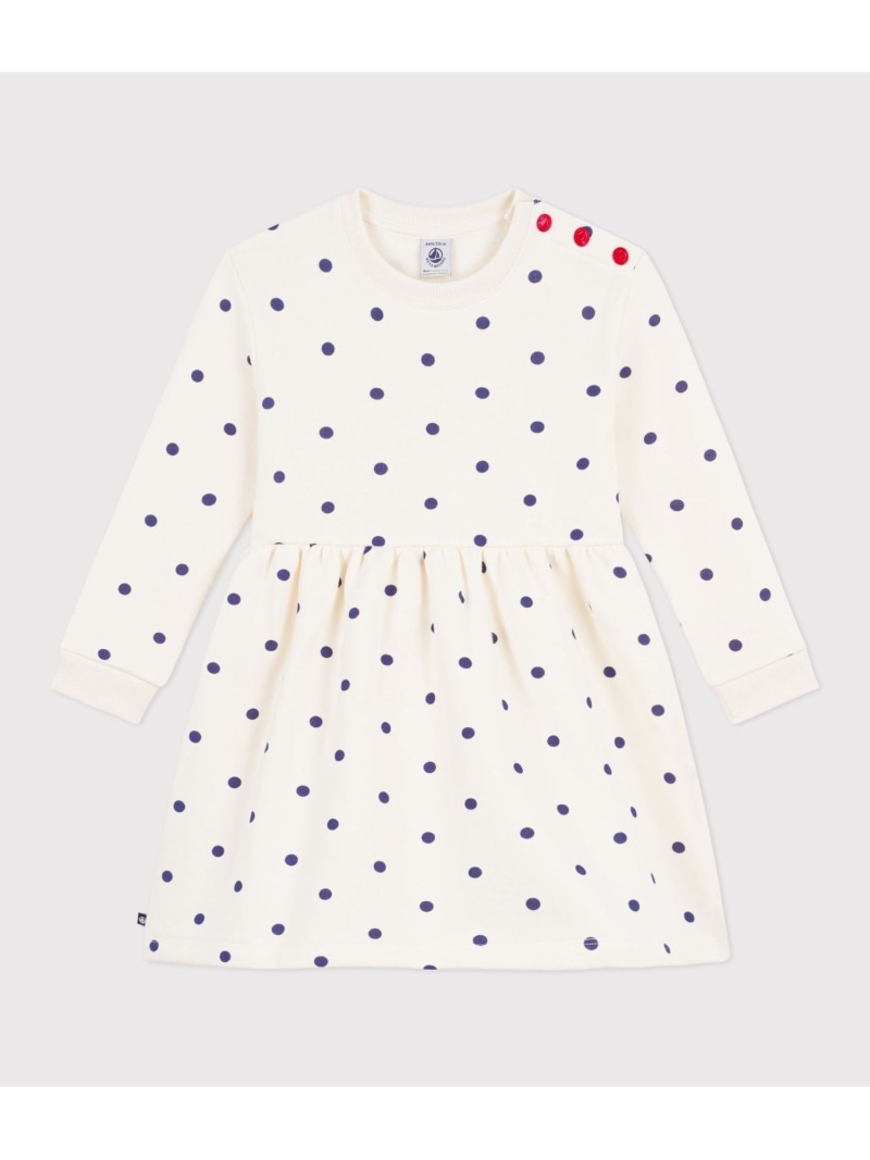裏起毛ドットプリントワンピース PETIT BATEAU プチバトー 衣装・お召しもの 衣装 白いこと【貨物輸送無料】[ Fashion] キッズ・ベビー・マタニティ-ワンピース