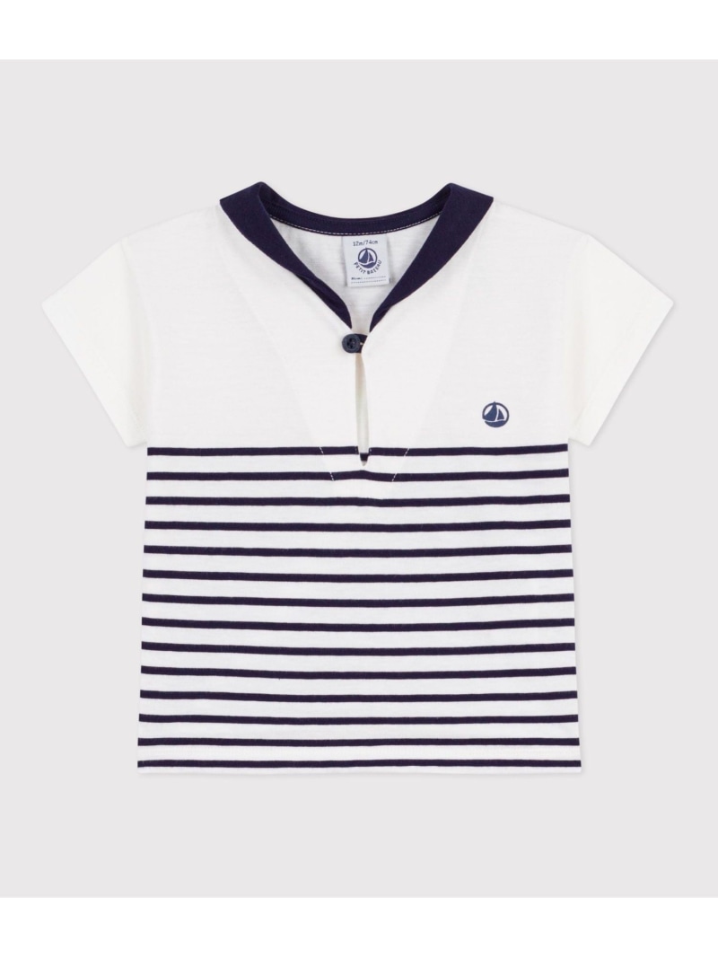 セーラーカラー半袖Tシャツ PETIT BATEAU プチバトー トップス カットソー・Tシャツ ホワイト【送料無料】[ Fashion]