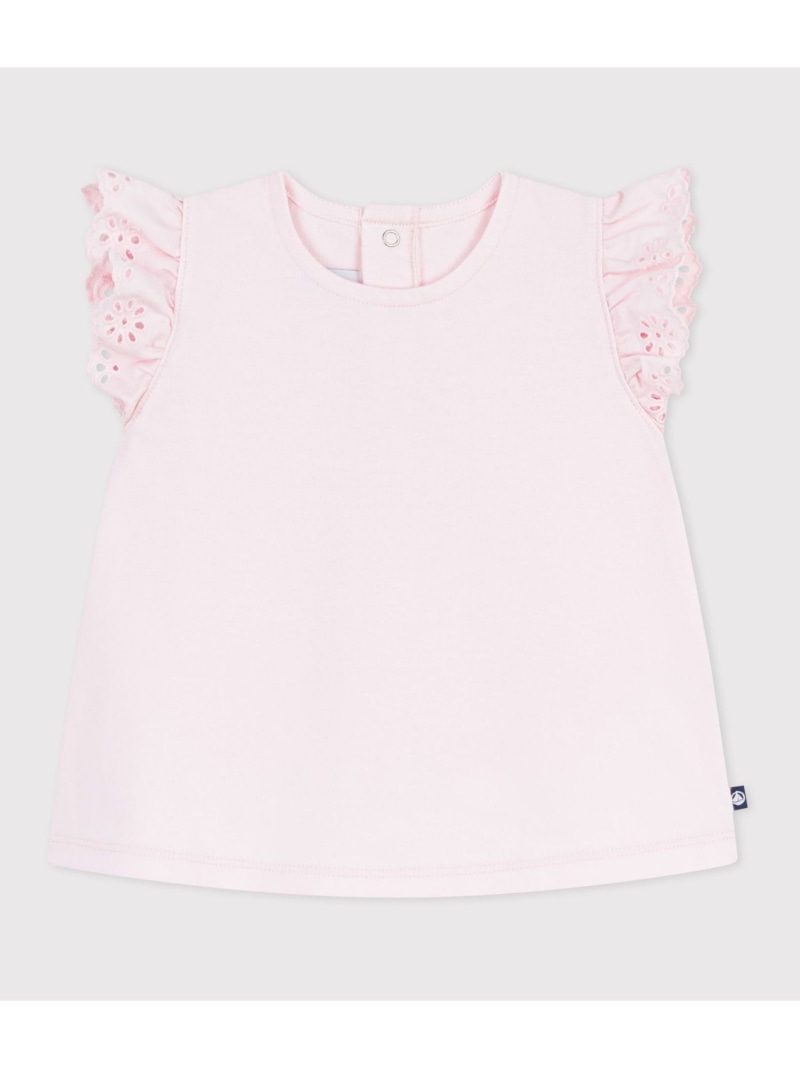 フリル袖Tシャツ PETIT BATEAU プチバトー トップス カットソー・Tシャツ オレンジ ピンク ホワイト【送料無料】[ Fashion]